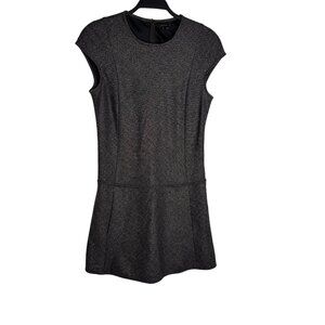 Theory Metallic Thread Dropped Waist Dress Sz 4 Pockets Olpia Harlequin Workwear